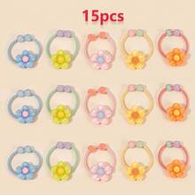 15pcs Girls Colorful Hair Ties, Cute Bow Flower Heart Ponytail Hairbands, Children Hair Accessories, Suitable For Daily Styling And Back To School Season - Multicolor - View 12