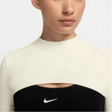 Nike Soft & Comfortable Long-Sleeve Cropped Top Women's Black/Cream - Beige - View 5