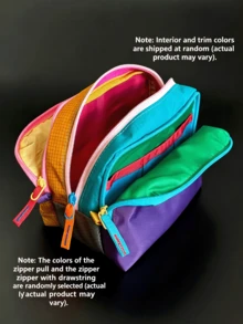 Dopamine Style Color Block Toiletry Bag, Multi-Compartment Design, Portable Travel Toiletry Storage Bag - Multicolor - View 5