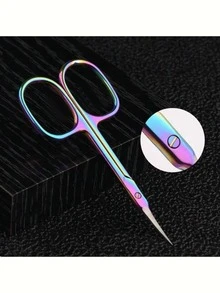 Professional Small Beauty Scissors - Suitable For Eyebrows, Eyelashes And Dry Skin, Coated Cuticle Scissors, Ultra-Thin Curved Blade, Multi-Function Stainless Steel Small Scissors, Random Color. - Multicolor - View 5