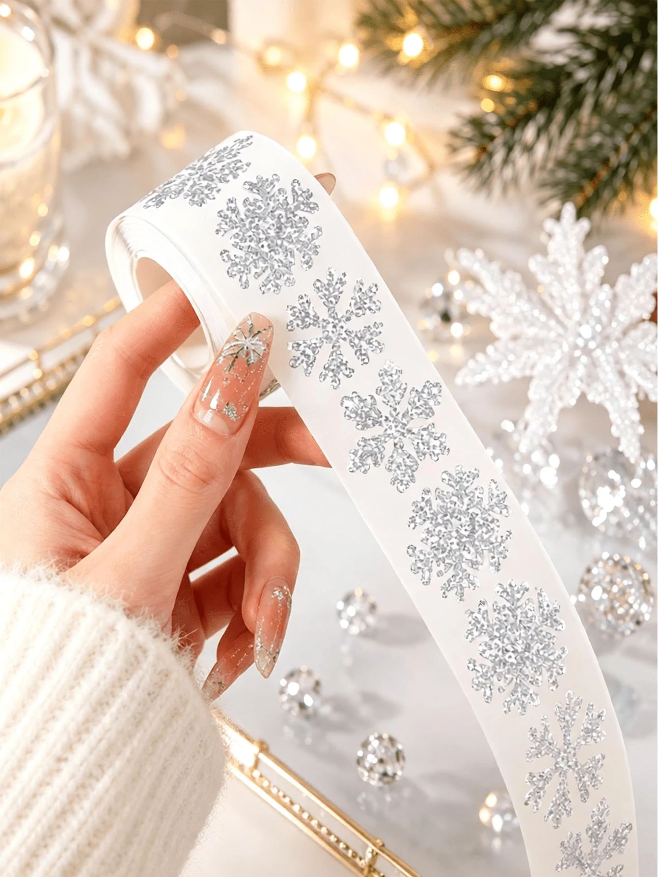 Winter Snowflake Sticker Roll, Laser Silver Sealed Waterproof Self-Adhesive Christmas Stickers - 3 Designs Suitable For Envelopes, Journals And Party Decorations, Christmas Gift Labels, Envelope Decoration, Journal Embellishment, Holiday Patterns, High Gloss Effect, High Quality Printing, Adhesive Stickers, Holiday Shoppers, Craft Enthusiasts