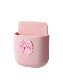 Cute Bow Wall-Mounted Storage Box, No-Drill Wall-Mounted Organizer, Plastic Storage Rack, Suitable For Bedroom, Study And Office, Space-Saving Small Item Decor, Can Hold Phone, Remote Control, Small Tools, Multi-Scenario Use, Home Essential, Creative Gift For Family And Friends - Multicolor - View 11