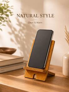 1PC Minimalist Retro Wood Grain Rectangular Deep Walnut Color Desktop Phone Stand, Slanted Vertical Slot Design With Raised Base And Front Opening Detail, Suitable For Phone Vertical Display, Desktop Organization, Video Watching, Video Calling And Daily Message Viewing, Combines Support Display And Space-Saving Function, Suitable For Bedroom Bedside, Study, Office, Living Room, Dormitory, Front Desk And Home Desktop Use, Ideal As Birthday, Housewarming, Holiday Gift And Daily Office Home Accessory - A - View 11