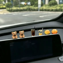 2/5/6pcs Mini Bear Car Decor, Healing Style Resin Ornaments, Iced Americano, Lemon Juice Figurines, Dashboard, Rearview Mirror Decoration, Suitable For Car And Home Decor, Holiday Gift - Bear and Drink - View 4