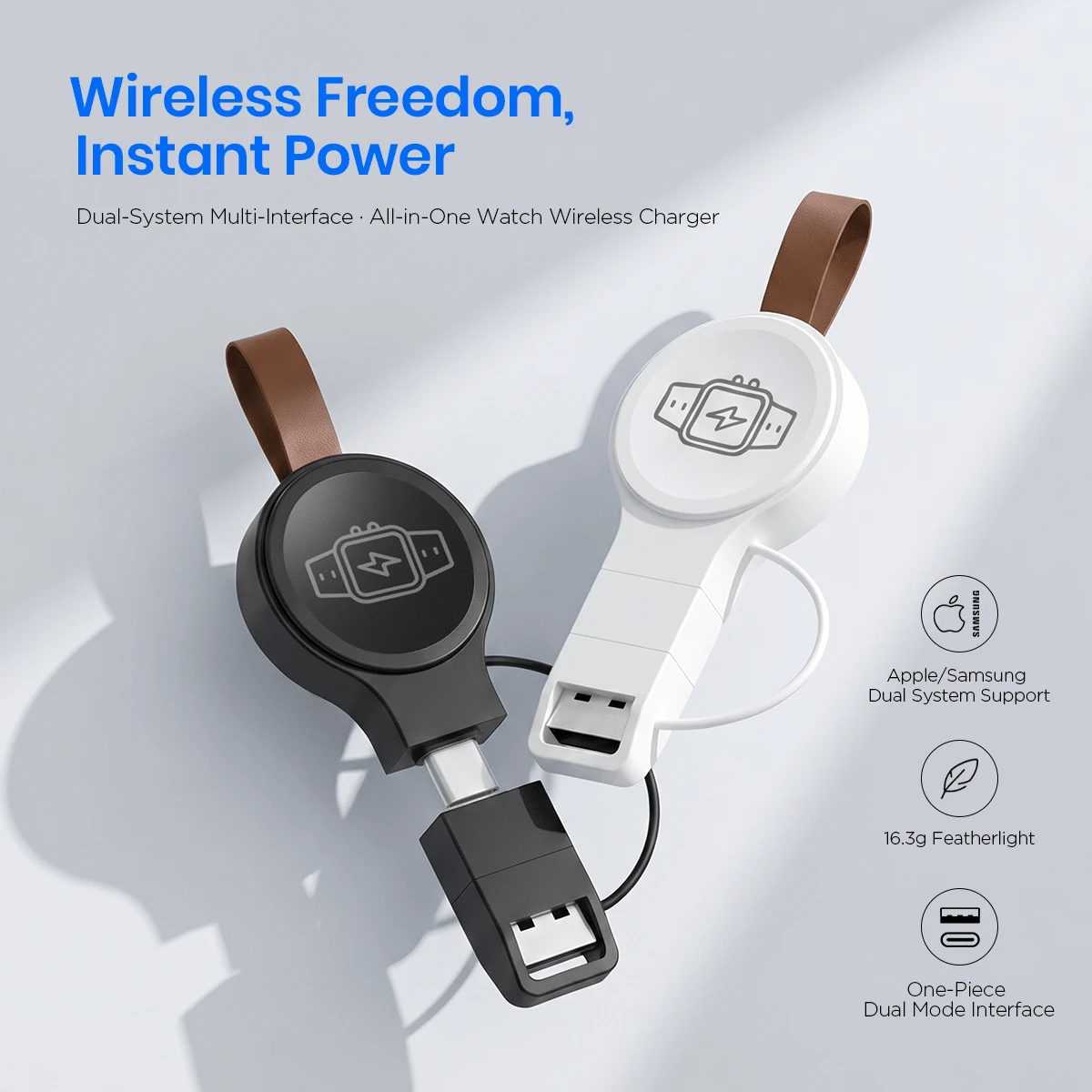 FAIRWIT 2-In-1 Smartwatch Wireless Charger, Dual System Support, Portable Keychain Pendant, Business Travel, Birthday Gift, Holiday Gift - View 1