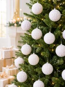 12pcs-Christmas Ball Ornaments, 3.15 Inches (8cm) Shatterproof Christmas Tree Balls, Wedding Party Holiday Decoration, Tabletop Small Tree Decor (White) - White - View 6