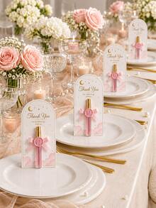 10sets DIY Baby Shower Gifts For Guest Empty Mini Perfume Bottles Party Favor Little Princess Party Guest Gifts Birthday Girl Gender Reveal Decorations Thank You Cards Pink Bow Baby Footprint Stickers - Multicolor - View 4