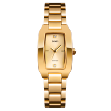 Relógio de Quartzo Feminino SKMEI 1400GD, Relógio Social de Luxo, Impermeável, Pulseira de Aço Inoxidável Dourado - Dourado - Visão 2