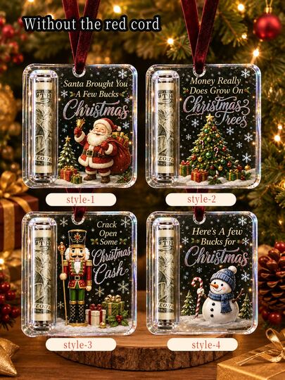 2D Flat 1pc Christmas Cash Gift Ornament, Christmas Acrylic Hanging Decoration Christmas Tree Souvenir Pendant, Snowman Decorative Sign Christmas Gift New Year Home Holiday Decoration Perfect Gift For Family And Friends, Christmas Tree Decoration - Friendship, Christmas Hanging Decoration, Home Decor (Cash Not Included)