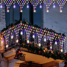 1 đèn lưới hình tam giác bông tuyết năng lượng mặt trời, 100 LED 4m trang trí Giáng sinh ngoài trời, 8 chế độ, dây đèn fairy chống nước, phù hợp cho Giáng sinh, sân vườn, tiệc cắm trại và các bối cảnh khác, phù hợp với nhiều không khí lễ hội (500mAh) - năng lượng mặt trời - Xem 7