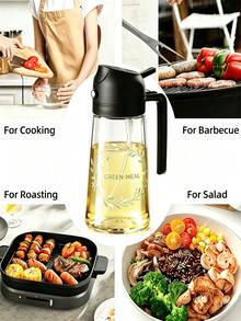 1pc Dual-Function Oil Spray Bottle, Transparent Oil Dispenser With Ergonomic Handle, Leak-Proof Oil Pot, Suitable For Deep Frying, Grilling, BBQ, Air Fryer, Salad, Baking, Multi-Purpose Cooking Oil Container, Kitchen Gadget - Multicolor - View 8