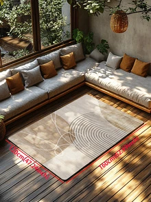 1 Piece Vintage Hand-Drawn Lines Living Room Sofa Carpet, Made Of 6mm Imitation Cashmere Material, Soft And Machine Washable, Ideal For Seasonal Decorations Throughout The Year. - Multicolor - View 16