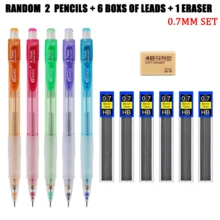 Bộ bút chì cơ lắc, bút chì màu ngẫu nhiên, tùy chọn 0.5mm/0.7mm, ngòi 60mm, bút chì tự động tay cầm mềm cho học sinh, trường học, văn phòng, ghi chép & vẽ - Nhiều kiểu dáng - Xem 12