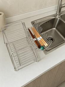 3/2/1 buah Rak Pengering Gantung Tepi Wastafel Dapur Stainless Steel, Keranjang Penyimpanan Multifungsi untuk Peralatan dan Pisau, Tidak Perlu Pengeboran, Pengatur Hemat Ruang di Meja Dapur - MultiWarna - View 4