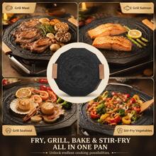 Octagonal Stove Griddle With Wooden Side Handles, Reversible Frying Pan And Grill Plate, Suitable For Meat, Seafood, Vegetables, Pancakes And Home-Style Meals - 12 In Grill Pan - View 8