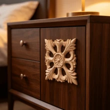 1pc Solid Wood Carved Square Decals, Home Decorations, Woodworking Supplies, Suitable For Cabinets, Doors And Windows, Furniture, Background Walls, Porches, Offices And Other Decorations, Holiday Decorations, DIY Decorations. - Multicolor - View 9