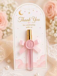10sets DIY Baby Shower Gifts For Guest Empty Mini Perfume Bottles Party Favor Little Princess Party Guest Gifts Birthday Girl Gender Reveal Decorations Thank You Cards Pink Bow Baby Footprint Stickers - Multicolor - View 3