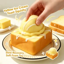 Realistic Ice Cream Toast Squishy Slow Rebound Soft Rubber Stress Relief Toy, Cute Model Desktop Decoration, Creative Stress Relief Gift - Multicolor - View 5