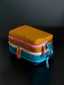 Dopamine Style Color Block Toiletry Bag, Multi-Compartment Design, Portable Travel Toiletry Storage Bag - Multicolor - View 1