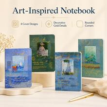 1pc (Size 14.5*21cm) Claude Retro Oil Painting Hardcover Notebook A5 Lined Journal Vintage Art Diary Notepad For Office School Holiday Gift - 6092 - View 3