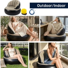 3pcs Set: 1 PVC Inflatable Sofa, 1 Air Pump, 1 Air Hose. PVC Outdoor Chair, Inflatable Chair, Foldable Portable Chair, Outdoor Goods, Home Decor, Inflatable Bean Bag Chair For Outdoor Use, Inflatable Camping Chair, Inflatable Lounge Sofa - Multicolor - View 2