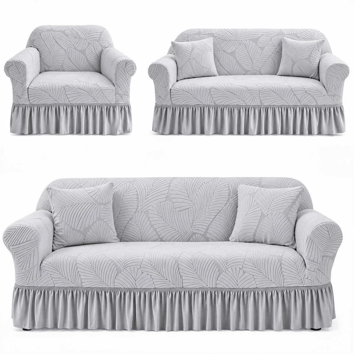 Sofa Slipcovers - Light Grey - View 1