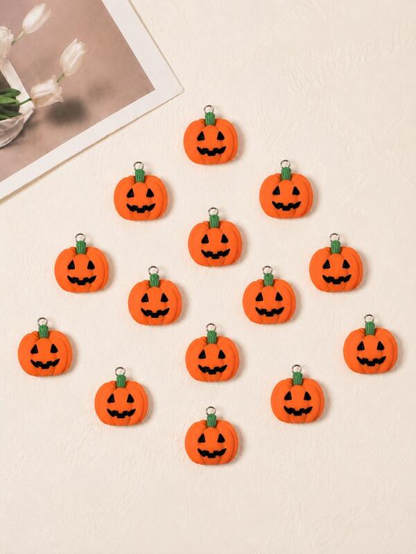 5/10/20pcs Halloween Pumpkin Pendants, Jewelry Making Accessories, Resin Pumpkin Charms, DIY Keychains, Necklaces, Halloween Decorations, Jewelry Crafts