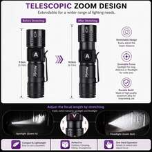 Zoomable High Power LED Flashlight, Aluminum Alloy Handheld Portable Torch, USB Rechargeable Outdoor Light, Alonefire For Camping, Hiking, Hunting, Fishing, Emergency Survival - Multicolor - View 8