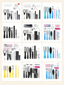 Set Perawatan Kaki, Termasuk Pengikis Kaki, Pengangkat Kulit Mati, Kikir Kaki, Alat Pedikur, Set Penghilang Kapalan untuk Anak-Anak, Salon Rumah, SPA, dan Unisex, Kikir Kaki Stainless Steel, Pembersih Perawatan Kaki, Pemotong Kuku - Biru - View 12