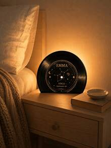 Personalized Zodiac Vinyl Record Night Light, Custom Name Star Sign LED Lamp, Virgo Constellation Birthday Decor, Custom Date Astrology Gift, Warm Backlit Bedroom Table Light, Unique Celestial Keepsake For Her, Friends And Family - Multicolor 5 - View 5