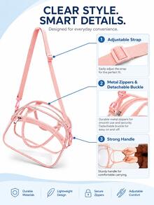 Transparent Lunch Bag, Durable Fashionable Portable, Large Capacity, Suitable For Office Workers And Students, Multi-Functional Travel Storage Bag, Suitable For All Seasons, Not Suitable For Direct Food Contact - Multicolor - View 10