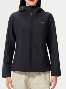 CAMEL CROWN Women's Autumn Outdoor Windproof Slim Fit Softshell Jacket With Triple Protection - Phantom Black - View 1