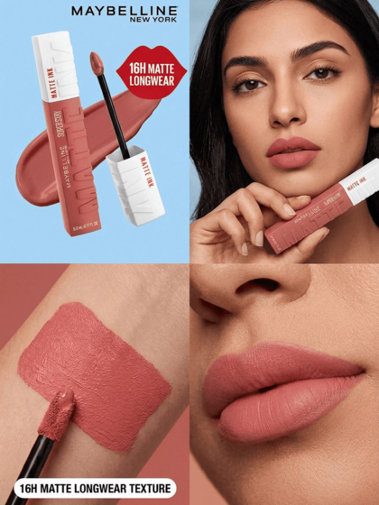 Maybelline سوبرستاي ماتي إنك 65 سيدكتريس - أحمر شفاه ماتي، أحمر شفاه عصري، مايبيلين، 0.17 أونصة/5 مل - أحمر شفاه ماتي، لمعة الشفاه، طويل الأمد