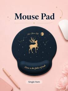 1pc Starry Deer Pattern Wrist Support Mouse Pad Set, Ergonomic Soft Memory Foam Mouse Pad And Keyboard Wrist Rest, Non-Slip Office Gaming Desktop Accessories - Multiple Styles - View 10
