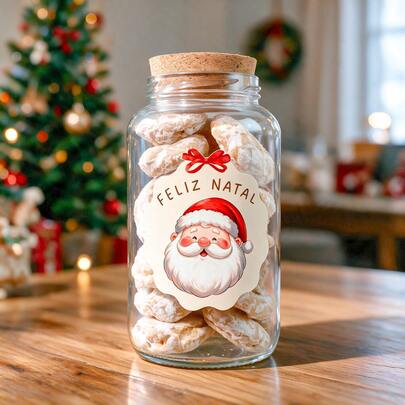 Potes de Vidro Natalinos 810ml | Lembrancinha, Presente de Natal, Biscoitos