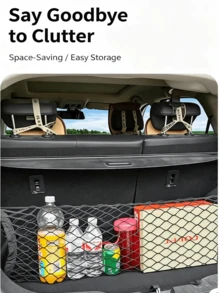 [Car Trunk Elastic Net]Expandable Elastic Strap, Mesh Pocket, Luggage Bag, Vehicle Trunk Cargo Net, Safety Net With Hooks Elastic Car Trunk Storage Net - Black Luggage Organizer, Secure Storage Easy Installation Portable Suitable For Pickup, SUV And Sedan Cargo Storage Great Gift For Family And Friends - A - View 4