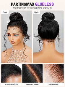 MEGALOOK 360 Full Lace Glueless Deep Wave Wigs 100% Human Hair Invisi Drawstring Natural Black Pull & Go 5x5 Glueless Wig Transparent Lace Pre-Plucked Natural Hairline Beginner Friendly - SNatural - View 8