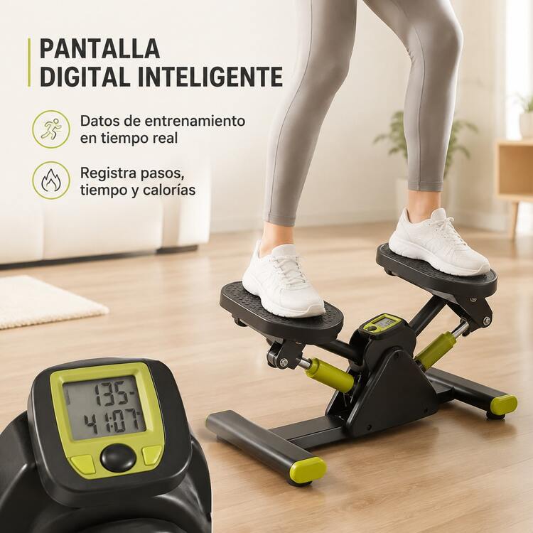 Multifunctional Stepper With Resistance Bands And Digital Display For Home Fitness - Black - View 3