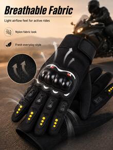 Motorcycle Riding Gloves With Protective Knuckle Shell, Long Finger Touchscreen Compatible, Breathable Fabric, Non-Slip Grip, Unisex Sports Riding Gear, Flexible Fit Motorcycle Accessories, Suitable For Riding, Racing, Outdoor Cycling - Multicolor - View 6