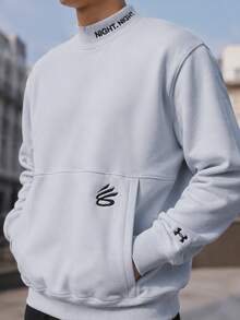 Under Armour Men's APAC Curry NN Terry Mock Neck Casual Outdoor Pullover Sweatshirt 6012756-014 - Grey - View 4