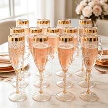 1/6/12pcs Acrylic Transparent Gold Flake High Stem Glasses, Various Quantities Available For Champagne And Cocktail, 5oz Rippled Acrylic Material, Suitable For Indoor And Outdoor Use, Parties, Picnics, Events - View 7