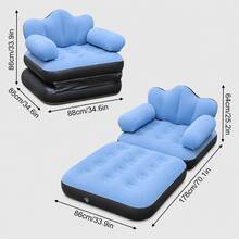 2-In-1 Inflatable Sofa Bed, Foldable Inflatable Sofa Chair With Armrests, Portable Inflatable Mattress For Camping, Home And Leisure - Beige - View 5