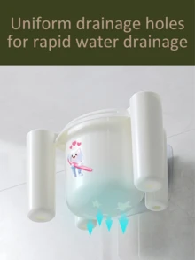 Cute Tooth-Shaped Pattern Toothbrush Holder&Clip Set–Adhesive Wall-Mounted Storage Rack For Bathroom,Washroom Space-Saving,Leak-Proof,Easy To Clean,Home,Dorm,Office,Gift For Students,Family,Back To School,Housewarming,Birthday - Multicolor - View 3