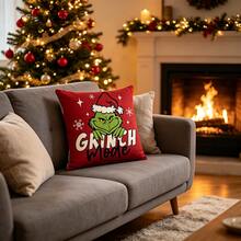The Grinch 1pc Christmas Pillow Case 45x45cm Red Green Monster Christmas Hat Pattern Hidden Zipper Holiday Decor Sofa Cushion Cover - Christmas Style - View 5