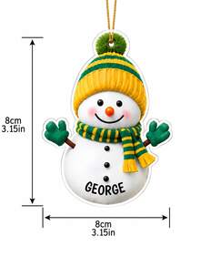 1pc Personalized Customized Christmas Snowman Ornament, Customized Name Christmas Tree Decoration, Christmas Gift, Holiday Decorative Hanging Ornament - Transparent - View 10