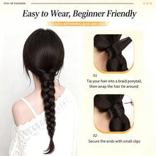 Low Ponytail Braided Wig For Women, Natural Fluffy Twisted Braid Hair Extension, Seamless New Chinese Style Hair Braid Hair Tie Hair Accessory - Black - View 8