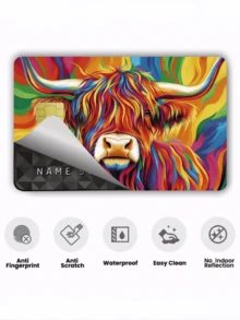1pc Highland Cow Official Credit Card Sticker Privacy Protection Card Skin, Cute Cow Birthday Gift PVC Material Anti-Fingerprint Anti-Scratch Wear-Resistant Card Cover, Card Protector, Suitable For Men, Women, Couples, Small Chip Card, Bank Card Decoration Sticker, Credit Card, Transportation Card, Student Campus Card Personalized DIY - Type a - View 15