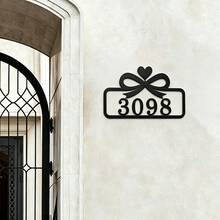 4 Sizes Available! Bow & Heart Metal House Number Address Sign,Personalized Address Plaque, Door Number, Hotel Room Numbers Sign - Black - View 5
