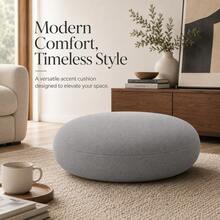 Modern Round Floor Pillow – Soft-Touch Matte Fabric Cushion For Living Room, Patio, And Kids' Play Areas - Grey - View 2