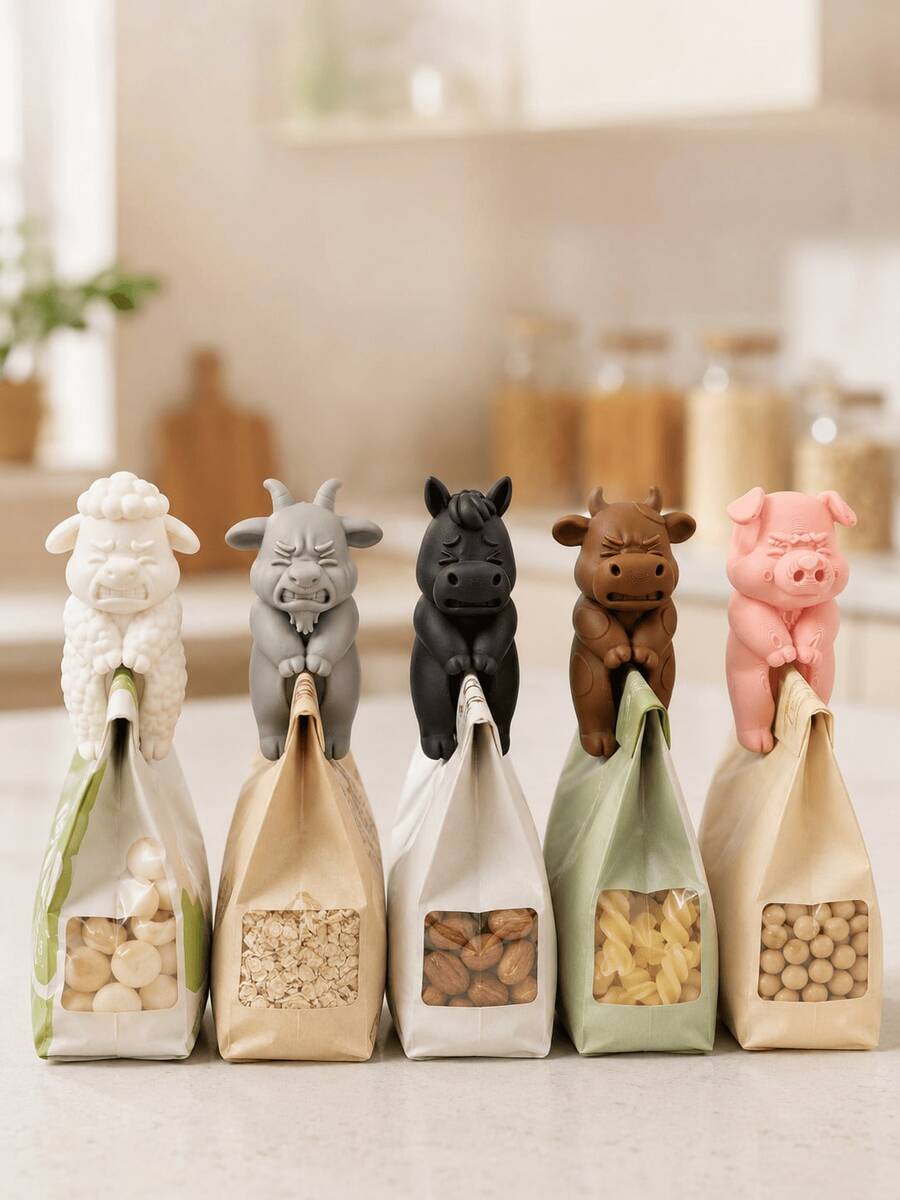 Animal Shaped Bag Clips Set Cute Food Sealing Clips For Coffee Cereal Candy And Snack Bags Reusable Kitchen Storage Accessories Home Essentials House Accessories Holiday Gifts For Women Fun Collectible Decor For Snack Lovers Creative Gift Ideas